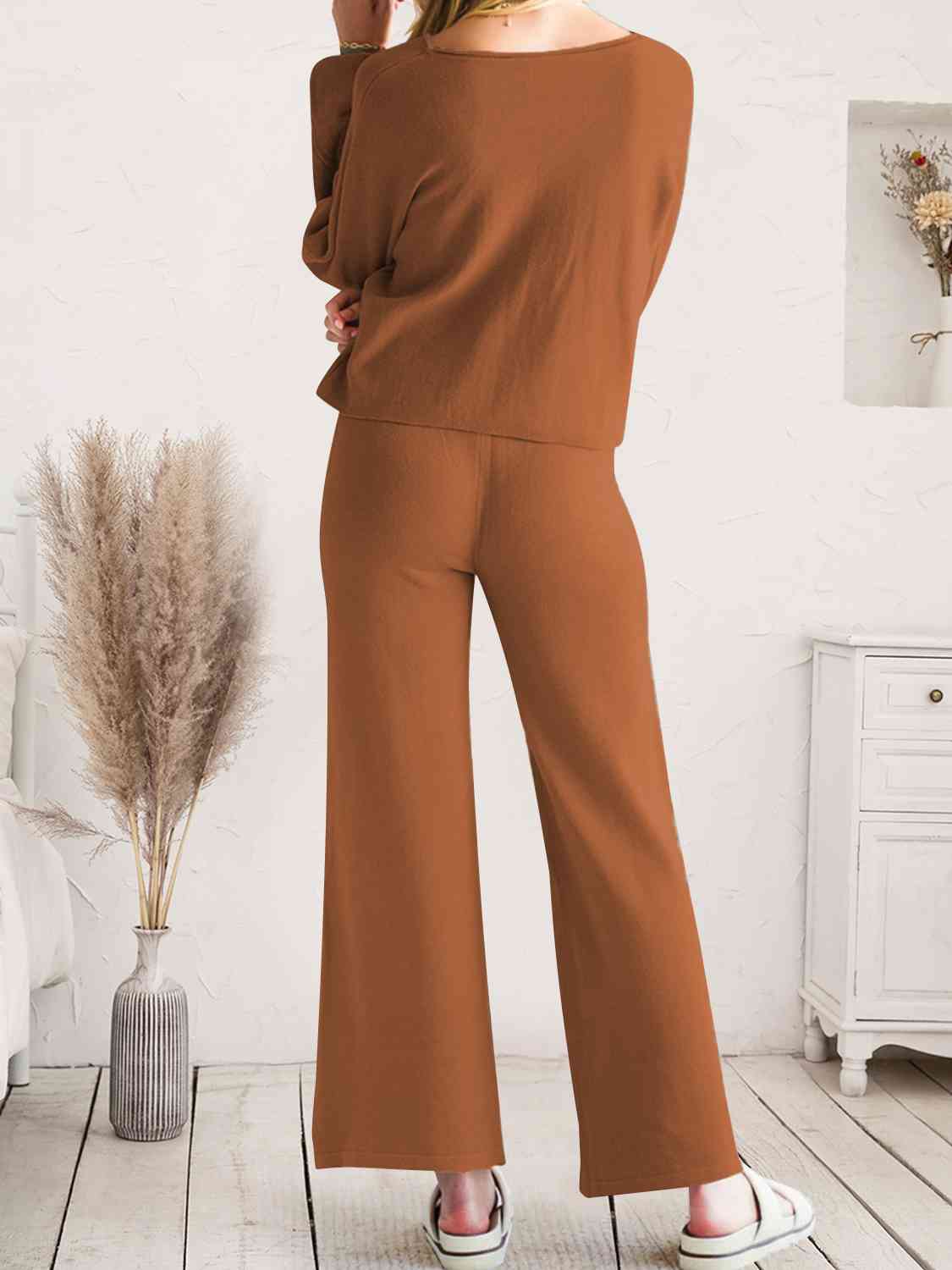 Long Sleeve Lounge Top and Drawstring Pants Set